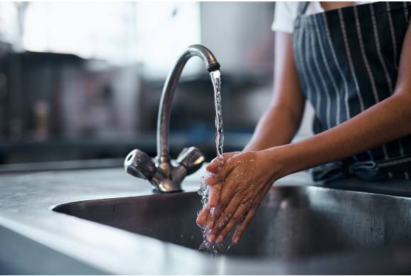 Person washing hands